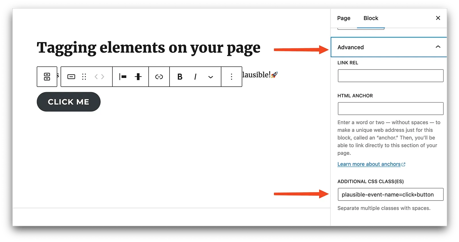 Add a CSS class name in the 'Additional CSS class(es)' field.