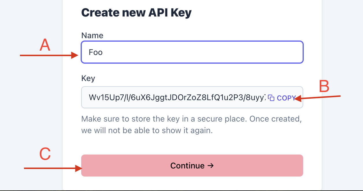 API Key key form