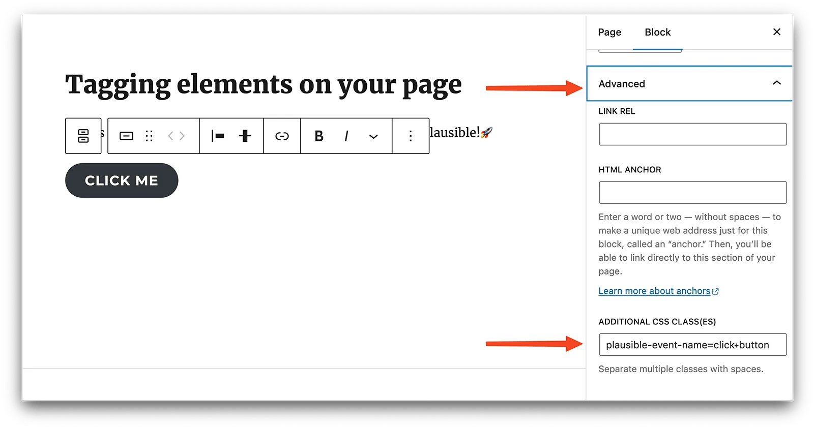 Add a CSS class name in the ‘Additional CSS class(es)’ field